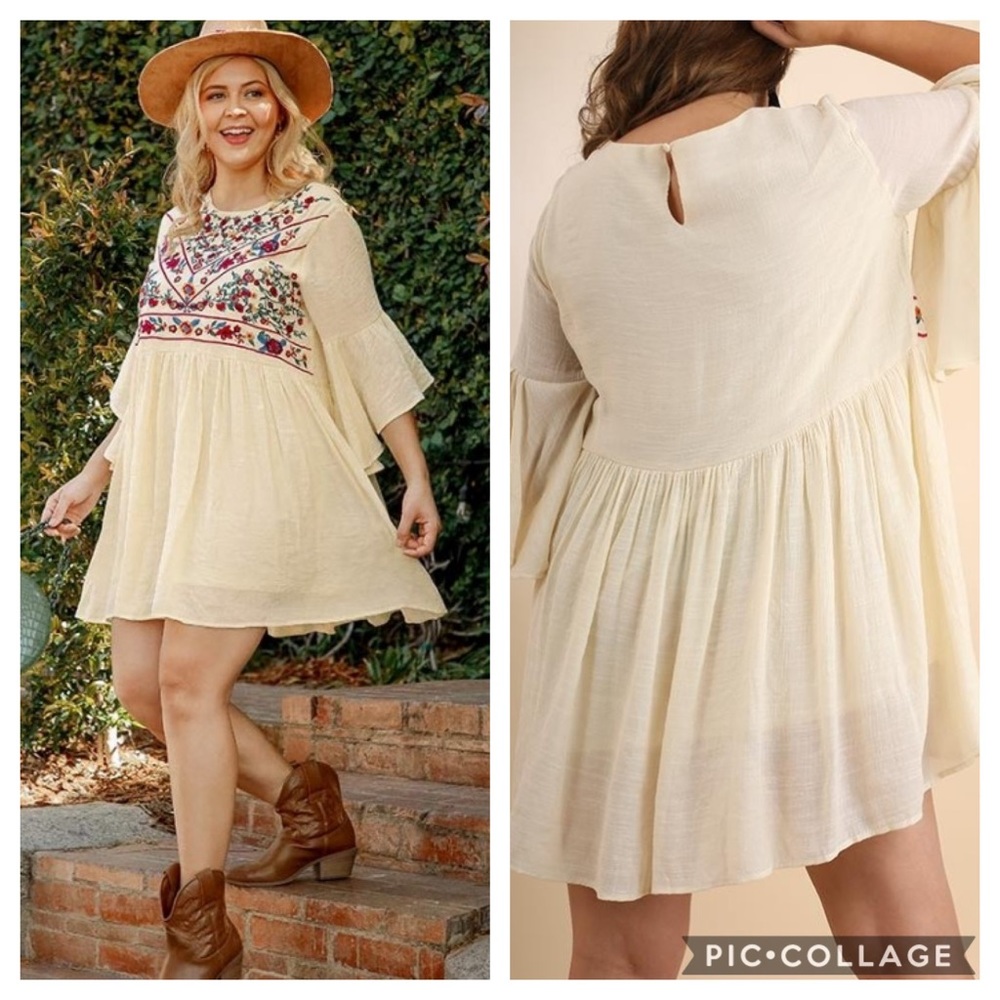 💼XL Last 1 Bohemian Peasant Embroidered Dress NWT